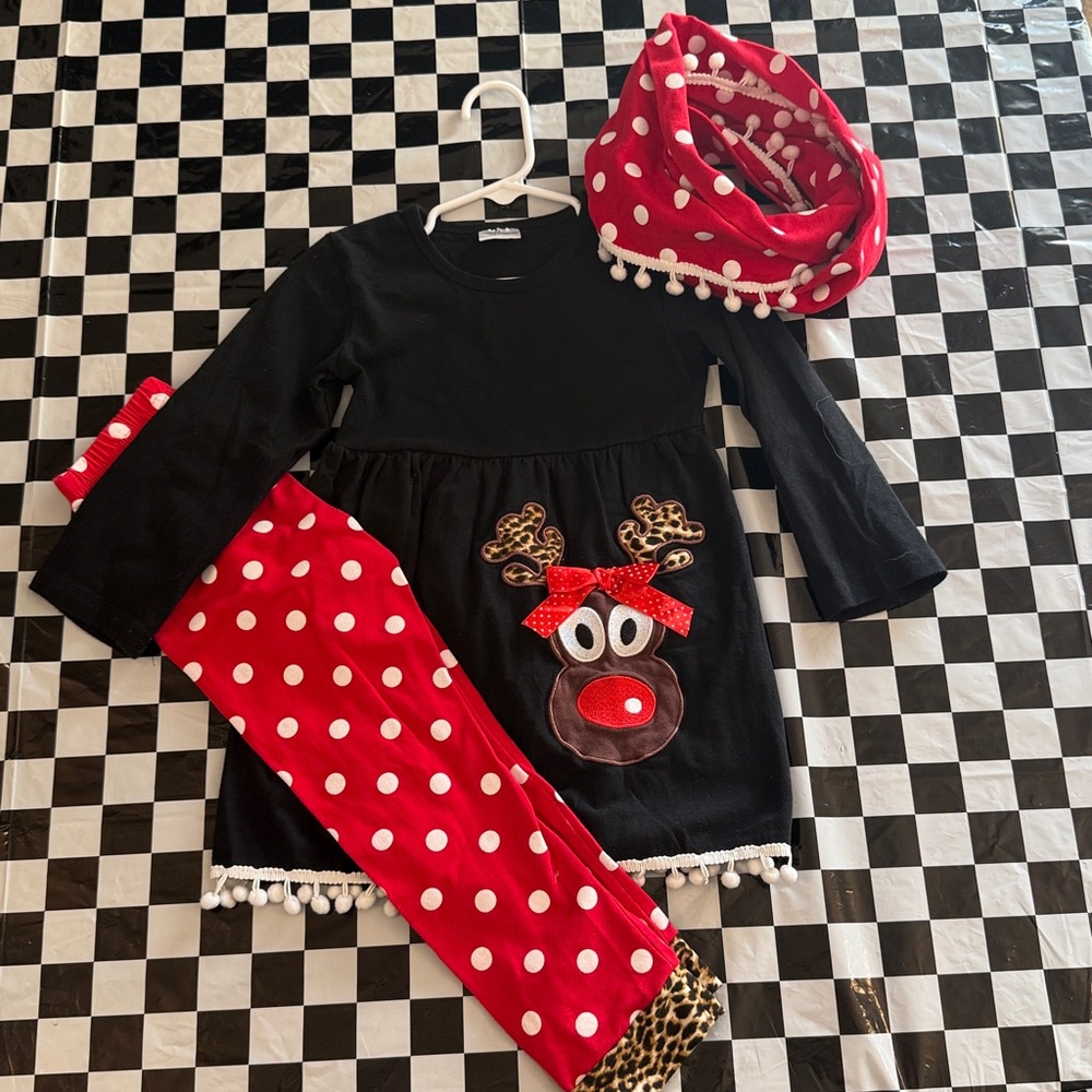 Festive Reindeer Outfit with Scarf